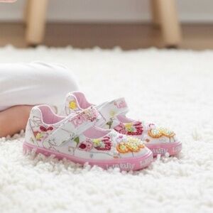 Lelli Kelly Mary Jane Kids Floral Embellished Shoes - White and Pink